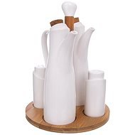 ORION Ízesítő készlet, porelán/bambusz 4+1 WHITELINE - Asztali fűszertartó