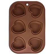 Silicone Baking Mould MUFFIN HEARTS 6 Brown - Baking Mould