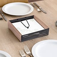 ORION Coasters 4 pcs wood + Stand LINE 10 × 10 cm - Coaster