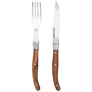 Steak szett kés + rozsdamentes acél / fa villa - Evőeszközkészlet