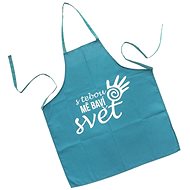 Kitchen Apron, Cotton, S TEBOU MĚ BAVÍ SVĚT CZ  (I LOVE THE WORLD WITH YOU), Petrol Blue - Apron