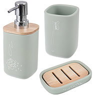 ORION Bathroom set polyresin/rubber wood greenish 3 pcs - Bathroom Accessory Set
