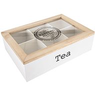 ORION Tea bag case white, wood/glass - Tea Storage Box