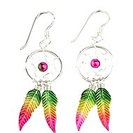 Oriental silver dangle earrings, Dreamcatcher multicolour - Earrings