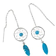Oriental silver drop earrings, Trap with turquoise, on chain - Earrings