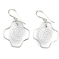 Oriental silver earrings dangling spiral with cross - Earrings