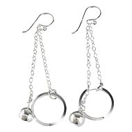 Oriental silver dangle earrings, Chain, circle and ball, 52 mm - Earrings
