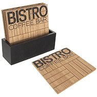 ORION Bistro Stojan + Podtácky 10 × 10 cm dřevo 4 ks - Coaster