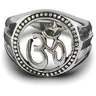 ORIENTAL Silver ring OM, wrought, size 51 - Ring