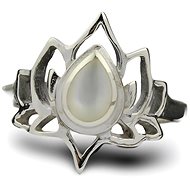 ORIENTAL Silver lotus ring with pearl, size 51 - Ring