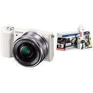 Sony Alpha A5100, White + 16-50mm Lens + Alza Photo Starter Kit - Digital Camera