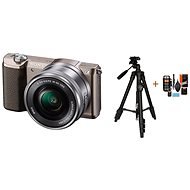 Sony Alpha A5100, Brown + 16-50mm Lens + Rollei Photo Starter Kit 2 - Digital Camera