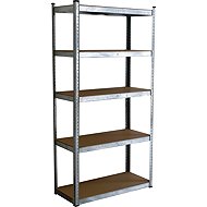 OUTREACH Metal shelf 180 × 90 × 40 cm, 5 shelves silver - Shelving Unit
