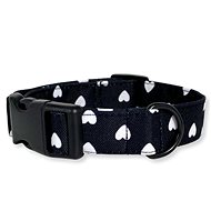 Collar for dogs Love - black with hearts - M - Dog Collar