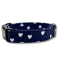 Collar for dogs Love - dark blue with hearts - L - Dog Collar