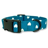 Collar for dogs Love - turquoise with hearts - Dog Collar