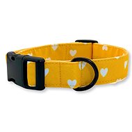 Collar for dogs Love - yellow with hearts - L - Dog Collar