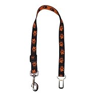 Palkar car seat belt for large dogs 65 cm × 25 mm, brown-orange with paws - Dog Seat Belt
