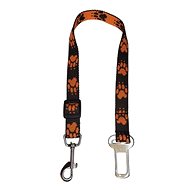 Palkar car seat belt for medium-sized dogs 55 cm × 20 mm, black-orange with paws - Dog Seat Belt