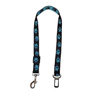 Palkar car seat belt for large dogs 65 cm × 25 mm, black and light blue with paws - Dog Seat Belt