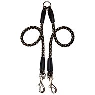 Palkar Leash for dogs 40 cm × 8 mm black - beige - Double Dog Leash