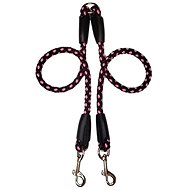Palkar Leash for dogs 40 cm × 8 mm black - pink - Double Dog Leash