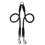 Palkar Leash for dogs 50 cm × 14 mm black - beige - Double Dog Leash