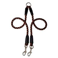 Palkar Leash for dogs 50 cm × 14 mm black - orange - Double Dog Leash