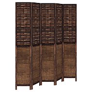 vidaXL Solid wood screen pavlovnia, dark brown, 5-piece 358712 - Room Divider