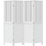 vidaXL Solid wood screen pavlovnia, white, 4 pieces 358721 - Room Divider