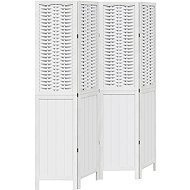 vidaXL Screen solid wood pavlovnia, white, 4 pieces 358722 - Room Divider