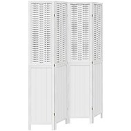 vidaXL Solid wood screen pavlovnia, white, 4 pieces 358723 - Room Divider