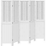 vidaXL Solid wood screen pavlovnia, white, 5 pieces 358725 - Room Divider