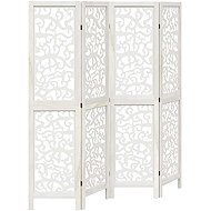 vidaXL Solid wood screen pavlovnia, white, 4 pieces, 358737 - Room Divider