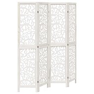 vidaXL Solid wood screen pavlovnia, white, 4 pieces, 358738 - Room Divider