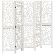 vidaXL Solid wood screen pavlovnia, white, 5 pieces, 358741 - Room Divider