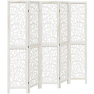 vidaXL Solid wood screen pavlovnia, white, 5 pieces, 358742 - Room Divider