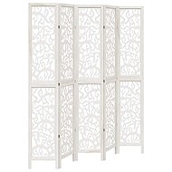 vidaXL Solid wood screen pavlovnia, white, 5 pieces, 358744 - Room Divider
