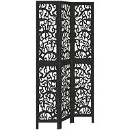 vidaXL Screen solid wood pavlovnia, black, 3-piece 358752 - Room Divider