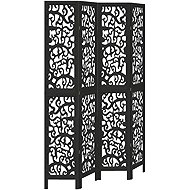 vidaXL Solid wood screen pavlovnia, black, 4 pieces 358756 - Room Divider