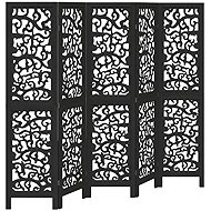 vidaXL Solid wood screen pavlovnia, black, 5 pieces 358757 - Room Divider