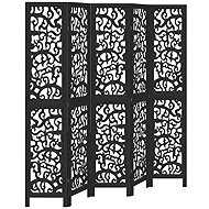 vidaXL Solid wood screen pavlovnia, black, 5 pieces 358759 - Room Divider