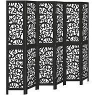 vidaXL Screen solid wood pavlovnia, black, 6 pieces 358763 - Room Divider