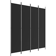 vidaXL Folding screen 200 × 220 cm textile, black, 4-piece 350201 - Room Divider