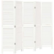 vidaXL Solid wood screen pavlovnia, white, 5 pieces 358837 - Room Divider
