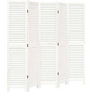 vidaXL Solid wood screen pavlovnia, white, 5 pieces 358838 - Room Divider