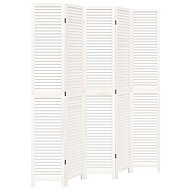 vidaXL Solid wood screen pavlovnia, white, 5 pieces 358840 - Room Divider