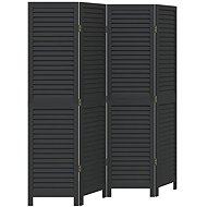 vidaXL Solid wood screen pavlovnia, black, 4 pieces 358849 - Room Divider