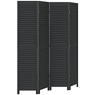 vidaXL Solid wood screen pavlovnia, black, 4 pieces 358850 - Room Divider