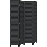 vidaXL Solid wood screen pavlovnia, black, 4 pieces 358851 - Room Divider